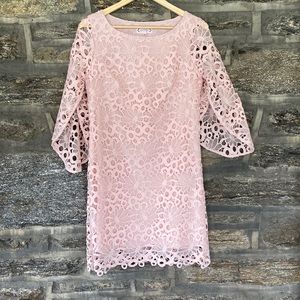 Nanette Lepore Light pink dress with open eyelet sleeves